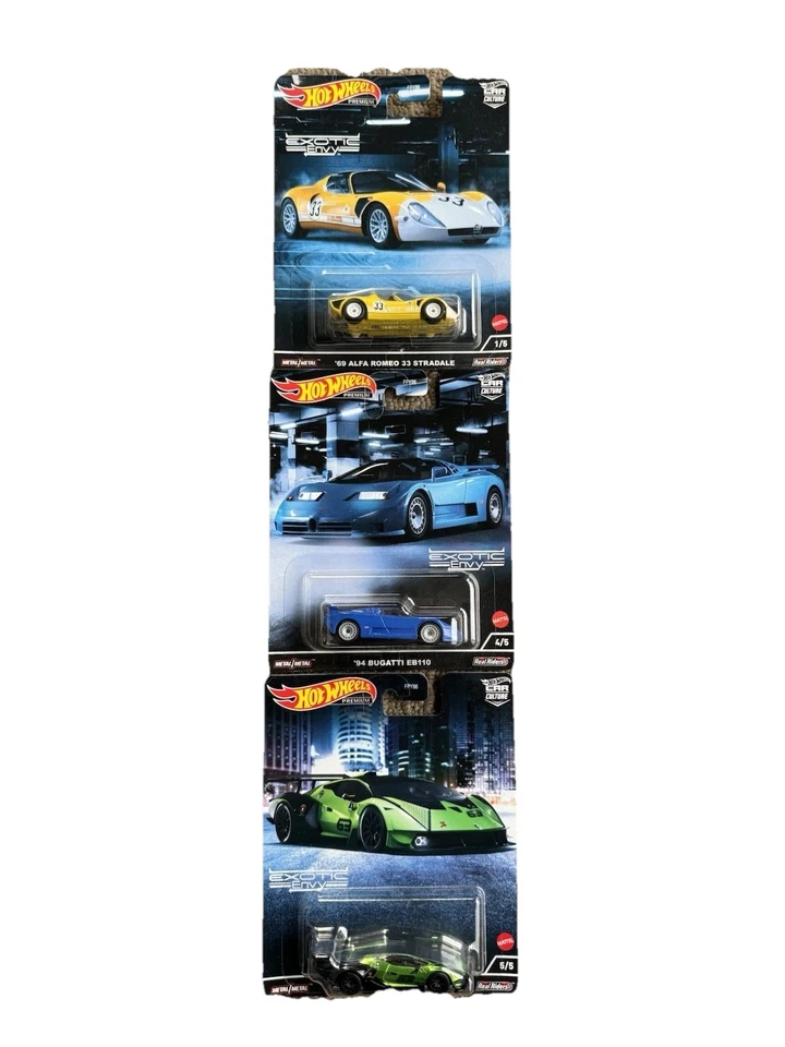 Hot Wheels Exotic Envy Premium Car Culture 2022 Set x3 Lamborghini/Bugatti/Alfa - image 3 of 4