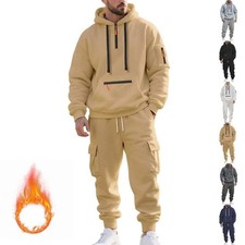 Mens Tracksuit Set Fleece Hoodie Top Bottoms Jogging Joggers Gym Pullover