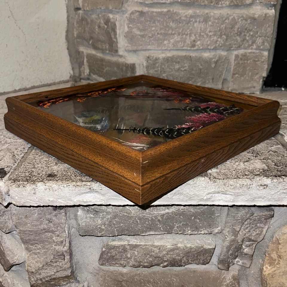 Royce Mcnett-Ram Espejo Pintura 13x13x3 Arte Vintage Madera Caja de Sombras Original Foto 3 de 4