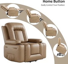 22" Power Lift Recliner Chair,Massage,Heat, Adjustable Reclining Chair,Ergonomic