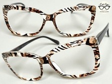Women's Classy Retro Cat Eye READING EYE GLASSES READERS Zebra Tiger Frame 1.25