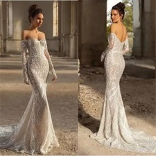 Off-The-Shoulder Strapless Ivory Wedding Dresses Floor-Length Full Sleeve Sheath