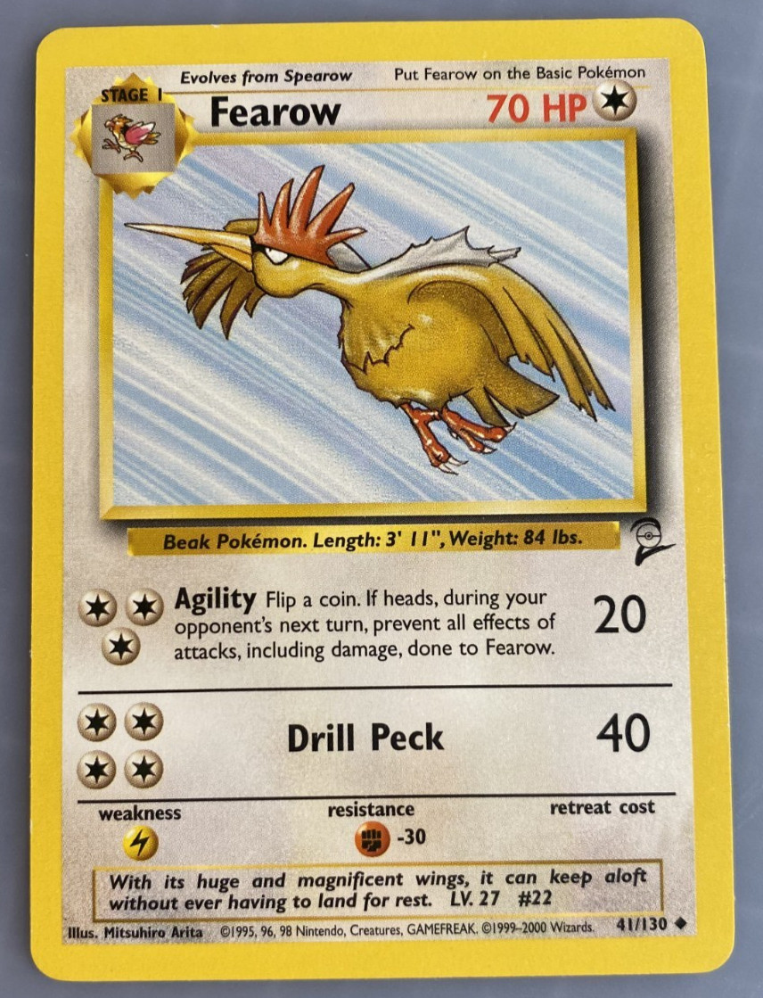 Pokémon TCG Fearow 41/130 Base Set 2 Uncommon Lightly Played 2000 Free Shipping