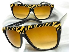 Women's Oversized Classic Vintage Retro Style SUNGLASSES Large Black Tiger Frame
