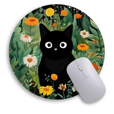 Cat Mouse Pad, Cute Small Mouse Pads for Desk, Round Travel Mousepad for Wire...