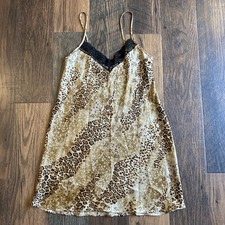 Y2K Gilligan  O  Malley Leopard Print Satin Slip Dress Women  s S