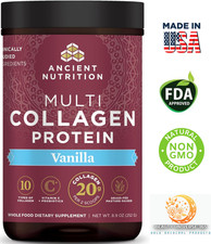 Hydrolyzed Collagen Peptides Powder w/Probiotics, Vanilla Multi Collagen Protein