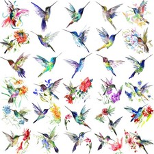 15 Sheets 3D Watercolor Hummingbird Temporary Tattoos For Women Girl Small Mu...