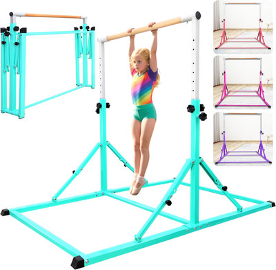 Foldable Gymnastics Bar, 5.6FT Folding Horizontal Bars for Kids Ages 3-12, Weigh