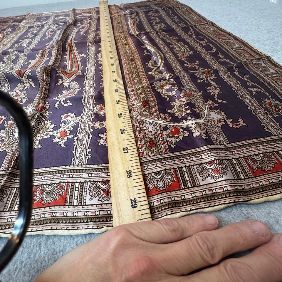 Etro Paisley Scarf Purple Gold Wool Silk Blend Italian Designer 30x30 Vintage - Image 2 of 4