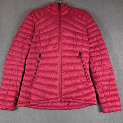 Decathlon Down Puffer Full Zip Hooded 2 Pocket Pink Jacket Womens Small S