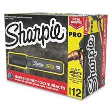 Sharpie 2018326 Pro Broad Chisel Tip Permanent Marker - Black 12ct (1-Dozen) New