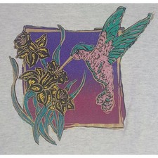 Vintage Unique Creation Humming Bird Double Collar & Sleeve Shirt Sz M USA Made