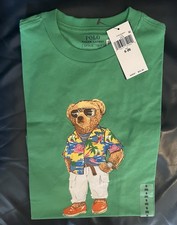 NWT Polo Ralph Lauren Kids Bear Cotton Jersey T-shirt Green 45 - Size 8