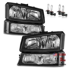 Headlights W/Bulbs for 2003 OE Replacement Black Housing - With H/L Beam Bulbs