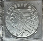 5 oz Silver Round Incuse Indian Design .999 Fine In A Capsule No Date