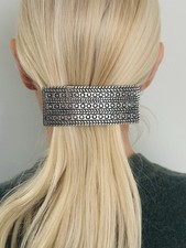 Barrette à cheveux oversize métal argenté MARC LABAT 1990s Stock Neuf