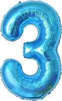 Geburtstag Zahlen Luftballon 3 Jahre | Blau Folienballon 3 XXL -Riesen