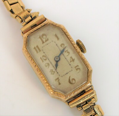 ANTIQUE LADIES ROLEX MARCONI ART DECO 9K YELLOW GOLD WRIST WATCH ...