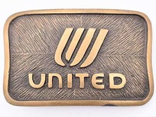United Airlines Solid Bronze Vintage Belt Buckle