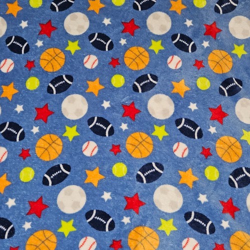 Baby Gear Blue Sports Ball Blanket Lovey Football Soccer Basketball Base Stars - Picture 4 of 5