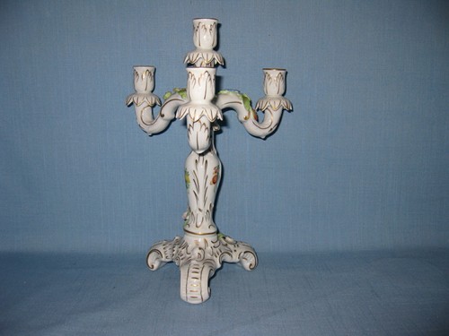CANDELABRO, PINTADO A MANO 3 BRAZOS, VON SCHEIRHOLZ PMP 1817, HECHO EN RDA - Imagen 3 de 12
