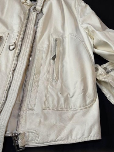 Versace 100% LEATHER Blouson White Half Medusa MADE IN ITALY From Japan y4038 - Picture 10 of 10