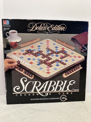Scrabble Deluxe Edition W/ Turntable Base 1989 Milton Bradley Burgundy Tiles - Picture 12 of 20