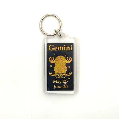 Vintage Gemini Horoscope Keychain Clear Acrylic Unisex Pre
