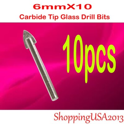 Diamond tool Drill Bit 10 x 6mm Carbide Tip hole saw Alloy Mirror Glass Ceramic