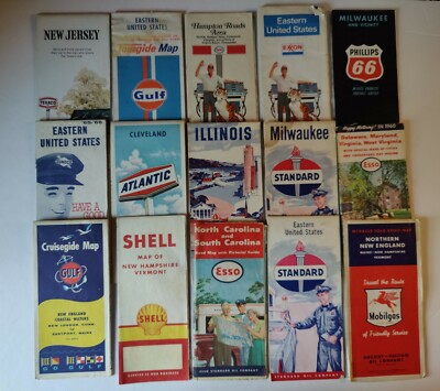 15 Gas & Oil Company Maps 1950s-1970s Standard, Esso, Exxon, Mobilgas, Texaco ++
