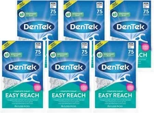 6-Pack DenTek Complete Clean Easy Reach Floss Picks Fluoride Coating, 75ct