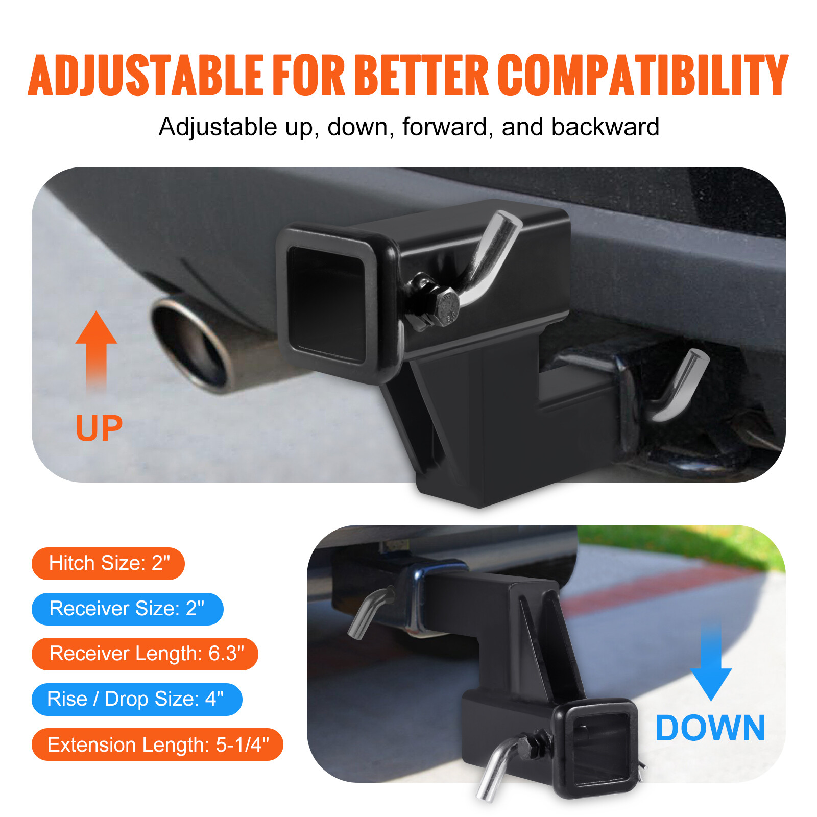 VEVOR Trailer Hitch Riser Tow Adapter Extender for 2