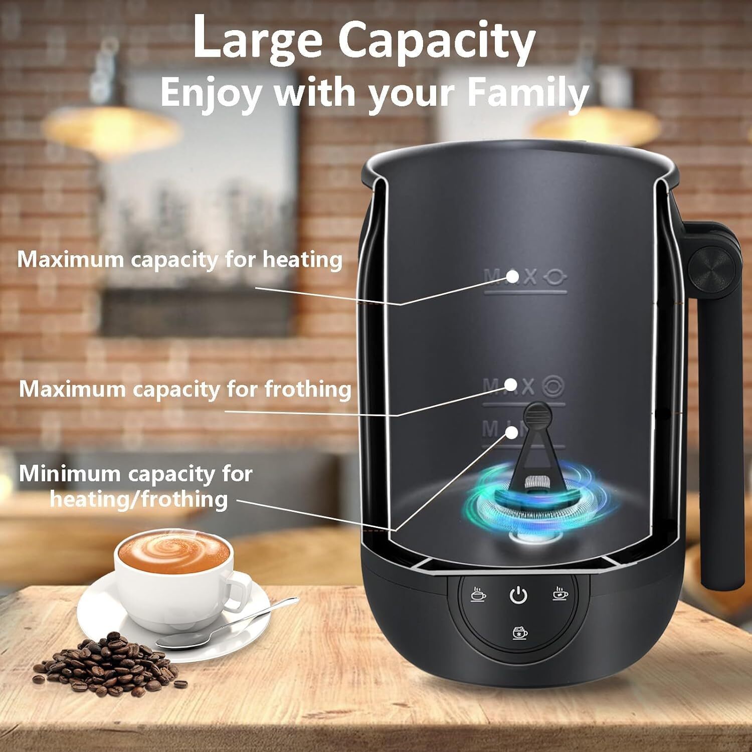 Electric Milk Frother Hot Chocolate Maker Machine Milk Steamer Frother