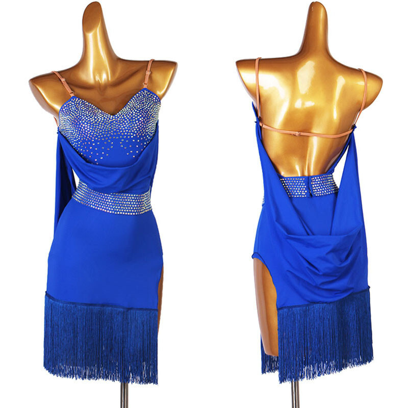 blue ballroom dance dress Barbados Blue Latin Rhythm Dance Sport Dress LAT- 1013 – petradesigns main image 1