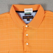 Tommy Hilfiger Polo Shirt Mens XL Orange Check Casual Short Sleeve 