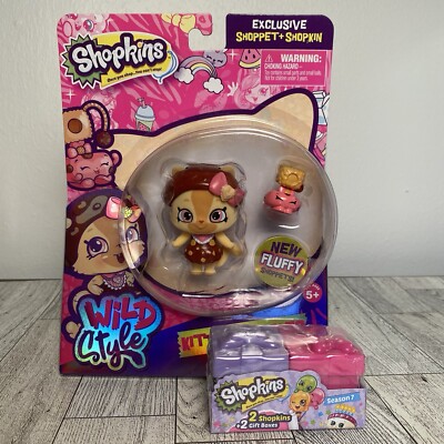 Shopkins Wild Style Kitty Crumbles Shoppet and Camilla Cat Stand w/2 Gift Boxes