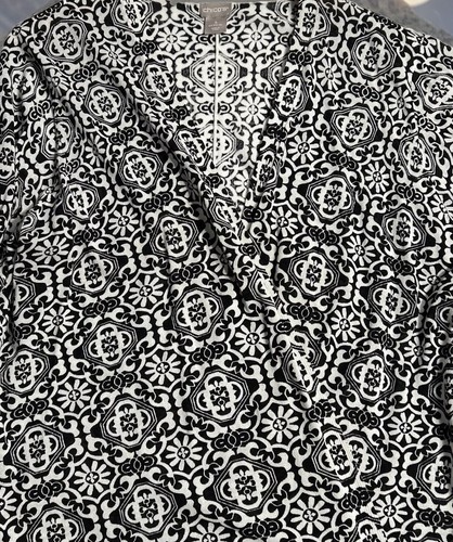 Women’s Chico's Tile Print Cardigan open front Sweater Plus XXL 20 (4) Gorgeous - Picture 4 of 6