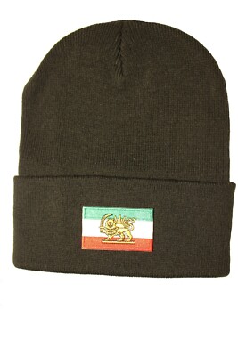 IRAN PERSIAN LION Old Country Flag Rectangle  PATCH TOQUE HAT..Black, Red , Pink
