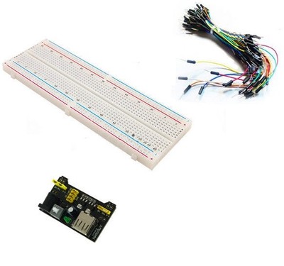 MB102 Power Supply Module 3.3V 5V+65PCS Jumper cables+Breadboard Board 830 NEW C