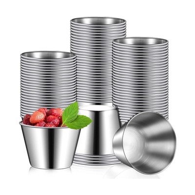 100 2.5-ounce metal cups, bulk sauce containers, round dip bowls,round dip bowls