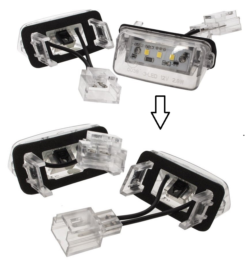 Feux arrière plaque 2 LED pour remplacer l'éclairage jauni de Peugeot 308