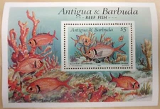 Antigua 1990 - Reef Fish - Souvenir Stamp Sheet - Scott #1303 - MNH