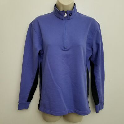 Odlo Womens 1/2 Zip Sweatshirt Small Blue Black Colorblock Long Sleeve Pullover