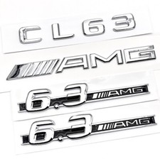 For Mercedes Benz CL63 AMG 6.3AMG Flache Chrom Embleme Aufkleber Silber Auto *