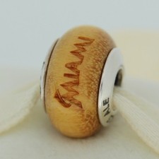 Authentic Pandora USB790705-G015 Miami Marlins Baseball Wood Bead Charm