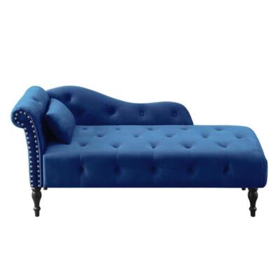 Navy blue best sale velvet chaise lounge