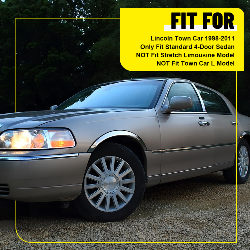 Fit for Lincoln Town Car 1998-2011 Window Pillar Posts Door Trim Covers Chrome