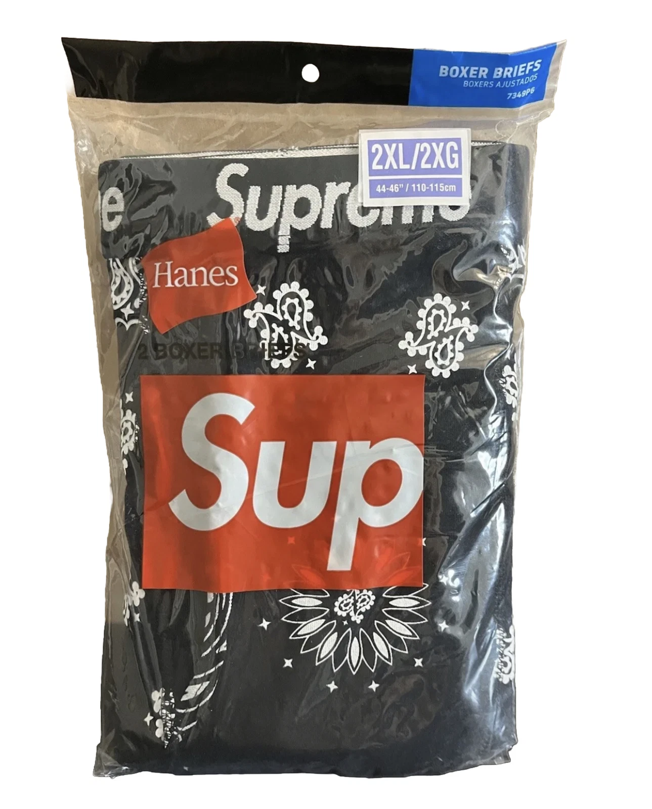 Slips boxer Supreme Hanes Bandana (paquet de 2) « Noir »   Taille 2XL Paisley neuf