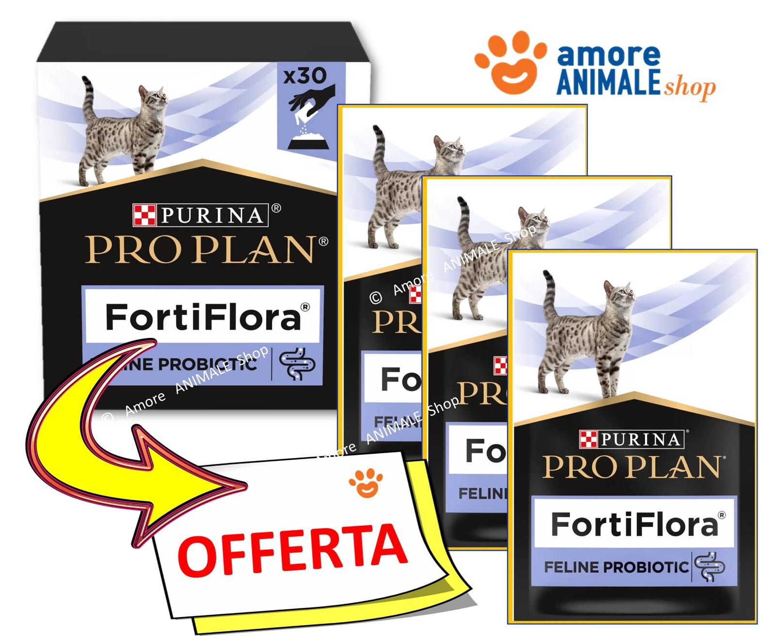 Probiotici Gatto FortiFlora Purina Pro Plan | 30 Bustine Salute Intestinale